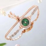 Women's Fashion Watch Manufacturer - Luxury Bracelet Rhinestone Steel Retro Ladies Quartz Wristwatch Dress