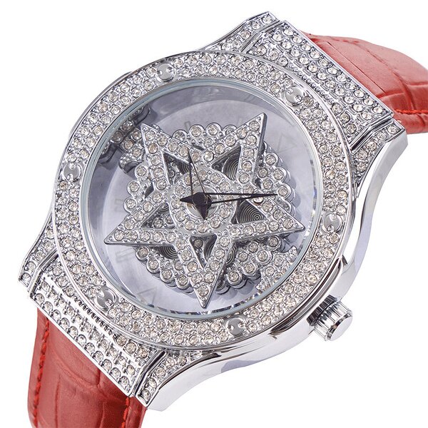 Women's Quartz Watch Manufacturer - 2024 Starry Bling Ladies Leather Band Luxury Diamond Waterproof Analog
