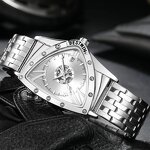 Men's Quartz Watch Manufacturer - BESTWIN 938 Triangle Black Stainless Steel Waterproof with Calendar