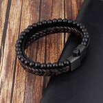 Men's Leather Bracelet Manufacturer - New Volcanic Stone Stainless Steel Buckle Multi-Layer Woven Jewelry 2021
