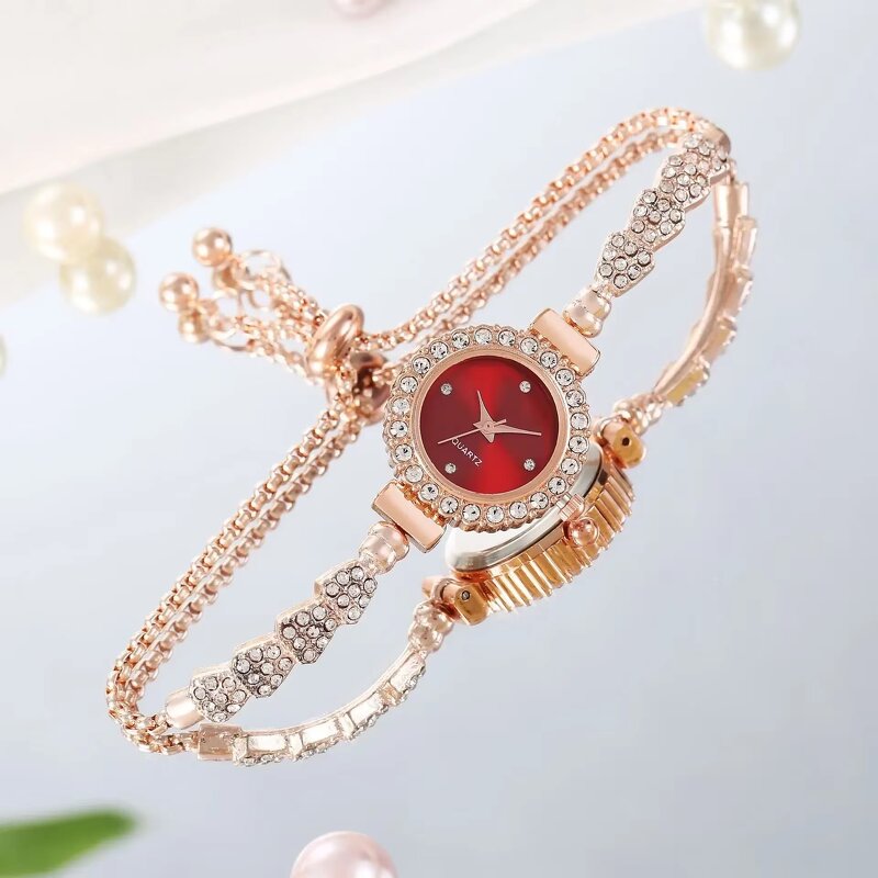 Women's Fashion Watch Manufacturer - Luxury Bracelet Rhinestone Steel Retro Ladies Quartz Wristwatch Dress
