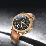 Men's Quartz Watch Manufacturer - OLEVS 3660 Waterproof Luminous Moon Phase Date Calendar Japan Quartz Leather Strap