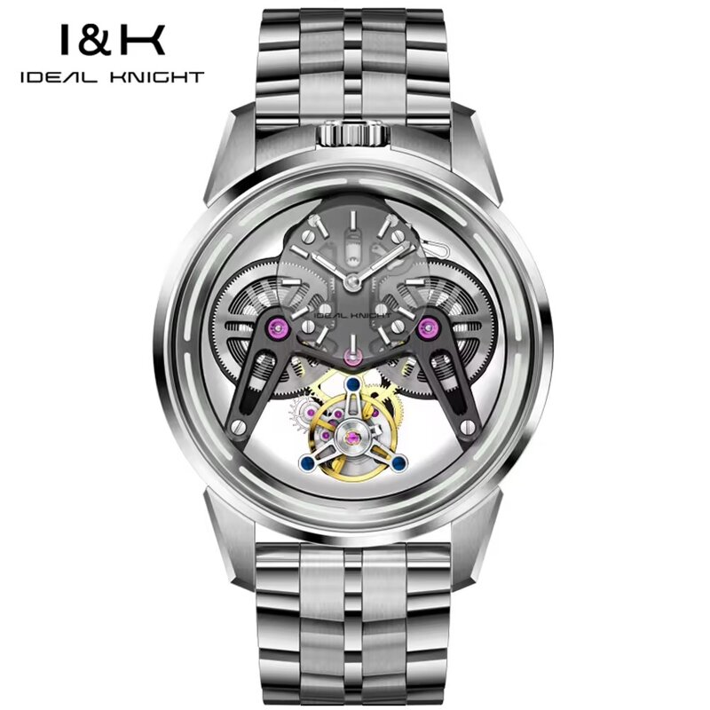 Men's Mechanical Watch Manufacturer - Knight 6806 Custom Logo Skeleton Hollow Miyota Waterproof Tourbillon Automatic