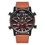 Men's LED Watch Manufacturer - Top Brand with Leather Strap Alarm Chronograph Dual Display Waterproof Electronic