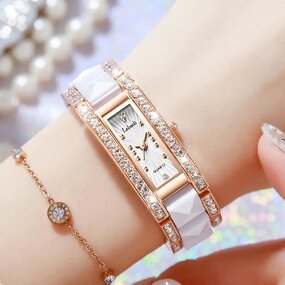 Rectangle Women's Watch Manufacturer - Luxury Ceramic Design Classical Diamond & Ladies Fashion