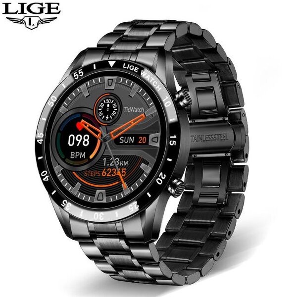 Men's Smart Watch Manufacturer - LIGE 2024 Full Circle Touch Screen BT Call Waterproof Sport Activity Fitness