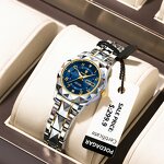 Ladies Dress Watch Manufacturer - POEDAGAR Luminous Waterproof Week Date Stainless Steel Quartz