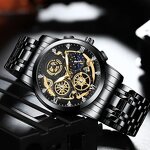 Men's Analog Watch Manufacturer - AVA VOOM 2023 Original New Waterproof Stainless Steel Quartz Fashion Business Sun Moon Star