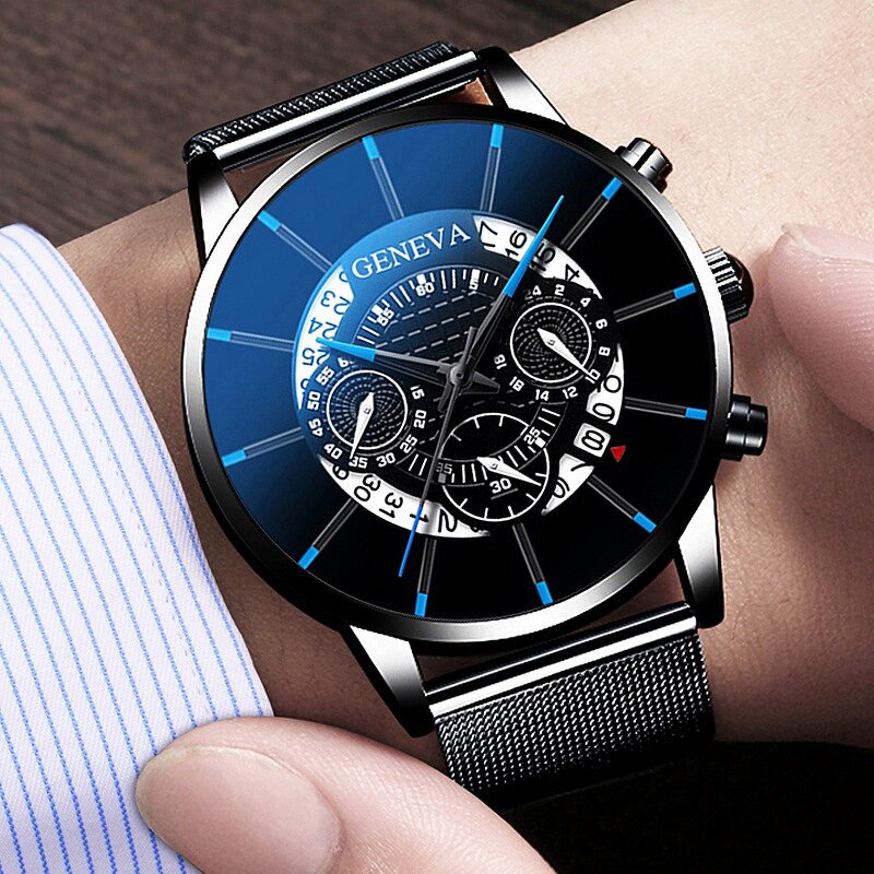 Men's Sports Watch Manufacturer - Calendar Quartz Wristwatch Stainless Steel Sport Clock Geneva