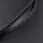 Men's Leather Bracelet Manufacturer - New Volcanic Stone Stainless Steel Buckle Multi-Layer Woven Jewelry 2021