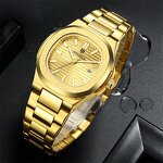 Men's Trend Watch Manufacturer - HOURSLY 1371 Gold Stainless Steel Fashion Quartz Wristwatch