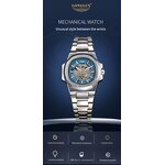 Men's Mechanical Watch Manufacturer - LONGLUX Automatic Luxury Waterproof Skeleton Business Wholesale Stainless Steel