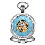 Men's Pocket Watch Manufacturer - ORKINA Stainless Steel Fashion Casual Gold Automatic Mechanical Flip Manual Hollow