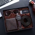 Men's Gift Set Manufacturer - Hot Sale 5pcs/set Creative Combination Suit Business Wallet Belt Glasses Watch Set