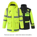 Reflective Safety Jacket - Custom Cotton-Padded Multifunctional Traffic Raincoat