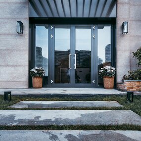 Aluminum Alloy Swing Double Door - with Tempered Glass for Villa and Hotel