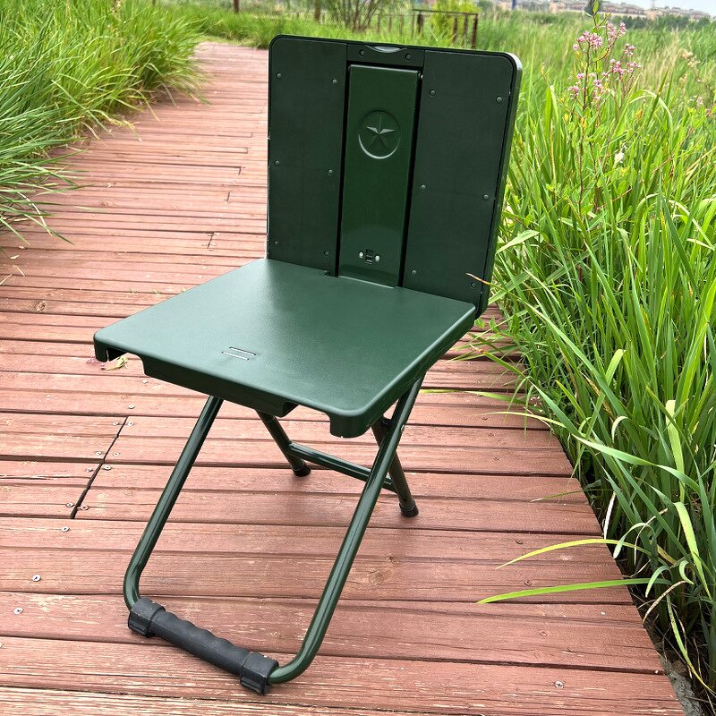 Portable Outdoor Folding Chair - Army Green Multifunctional for Soldiers