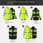 Reflective Safety Jacket - Custom Cotton-Padded Multifunctional Traffic Raincoat