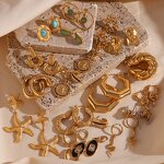 Geometric Hoop Earrings for Women Manufacturer - 18K Gold Plated Stainless Steel Hollow Heart Shaped with Zircon Gifts