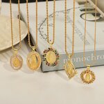 Stainless Steel Choker for Women Manufacturer - French Style St. Benedict Virgin Mary Pendant 18K Gold Plated Pearl