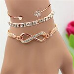 Gold Plated Bracelet Manufacturer - 8 Piece Flat Snake Chain All-match with Diamond Alloy Punk Bangles
