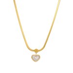 Jewelry Sets for Women Manufacturer - Waterproof 18K Gold Plated Stainless Steel Heart Pendant Flat Snake Chain