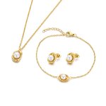 Pearl Drop Jewelry Set Manufacturer - High Quality Shell 18K Gold Plated Necklace & Earring Stainless Steel Gift Set