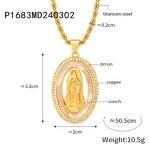 Stainless Steel Choker for Women Manufacturer - French Style St. Benedict Virgin Mary Pendant 18K Gold Plated Pearl