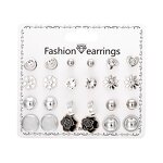 Stud Earring Set Manufacturer - 12 Pairs Flower Rhinestone Pearl for Girls & Women with Heart Strawberries