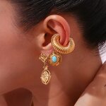 Geometric Hoop Earrings for Women Manufacturer - 18K Gold Plated Stainless Steel Hollow Heart Shaped with Zircon Gifts