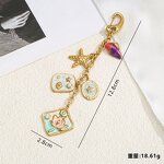 Key Chain Manufacturer - Cute Colorful Weaving Charms Gold Plated Stainless Steel Shell Pendant Bag Accessories