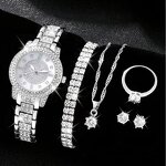 Watch Jewelry Set for Women Manufacturer - Gold Plating Rose Alloy Hip Hop Necklace Bracelet Rings Earrings