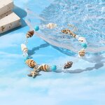 Sea Style Anklets Manufacturer - Gold Plated Handmade Seed Bead Star Conch Shell with Diamond Pearl Encrusted