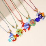 Fun Clown Fish Necklace for Women Manufacturer - Colorful Glass Fish with Ropes Woven