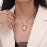 Stainless Steel Choker for Women Manufacturer - French Style St. Benedict Virgin Mary Pendant 18K Gold Plated Pearl