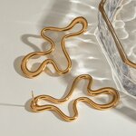 Geometric Statement Earrings Manufacturer - 18K Gold Plated Stainless Steel Hypoallergenic Wavy Line