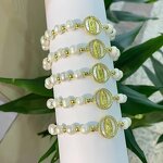 Rosary Bracelet Manufacturer - Freshwater Pearls & Diamond Virgin Mary Charms for Catholic Church Prayer Unisex Gift