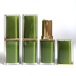 Acrylic Plastic Lipstick Tube Manufacturer - Luxury 3.5g Green with Square Magnetic Design