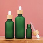 Glass Dropper Bottle Manufacturer - Luxury Frosted Green for Essential Oil Serum with Matte Bamboo Dropper