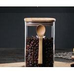 Square Glass Storage Jar Manufacturer - Wholesale Transparent Sealed Food Grade with Bamboo Lid Spoon