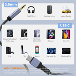 3.3ft Nylon Aux to USB C Cable Manufacturer - Type C to 3.5mm for Car Headphones Speakers for iPhone 15/16 Galaxy S24/S23