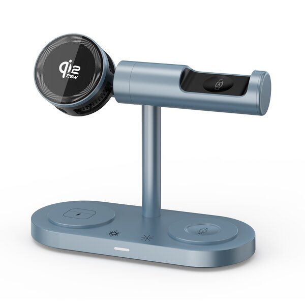 Qi2.2 25W Wireless Charging Stand Manufacturer - 5 in 1 with LED Light Cooling Fan for Apple Samsung Phone Watch