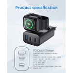 43W Apple Watch Charging Block Manufacturer - Built-in iWatch Charger 3 Ports Fast with USB-C USB-A PD for iPhone