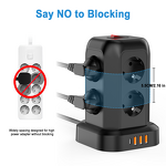 8-Socket Expansion Adapter Manufacturer - 3 USB (1 USB-C) Ports Multi-Plug Distributor Wall Charger for Cruise Travel