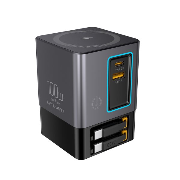 Wireless Charger Manufacturer - Hot Sale for iPhone with Retractable USB-C Power Strip 100W Output for Laptop Multiple Devices