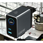 ILepo 100W GaN PD AI Travel Charger Manufacturer - with TFT Screen Display & Retractable Cable for Mobile Phone OTP/OVP/OCP Protection