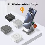 15W Folding Wireless Charging Station Manufacturer - OEM Qi 3 in 1 Portable Travel Charger for Phone Watch Earbuds