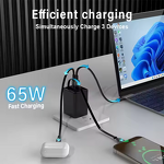 65W PD Charger Manufacturer - with Retractable Type C Cable EU US UK Plug Mobile Phone Wall Adapter USB C OTP Protection