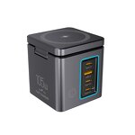 105W Wireless Charging Station Manufacturer - 6 in 1 Power Tower Combo with LED Light & Retractable Cable Wholesale