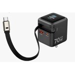 ILEPO 70W GAN USB-C Charger Manufacturer - with TFT Display Retractable Cable 5-in-1 Fast Charging for 17